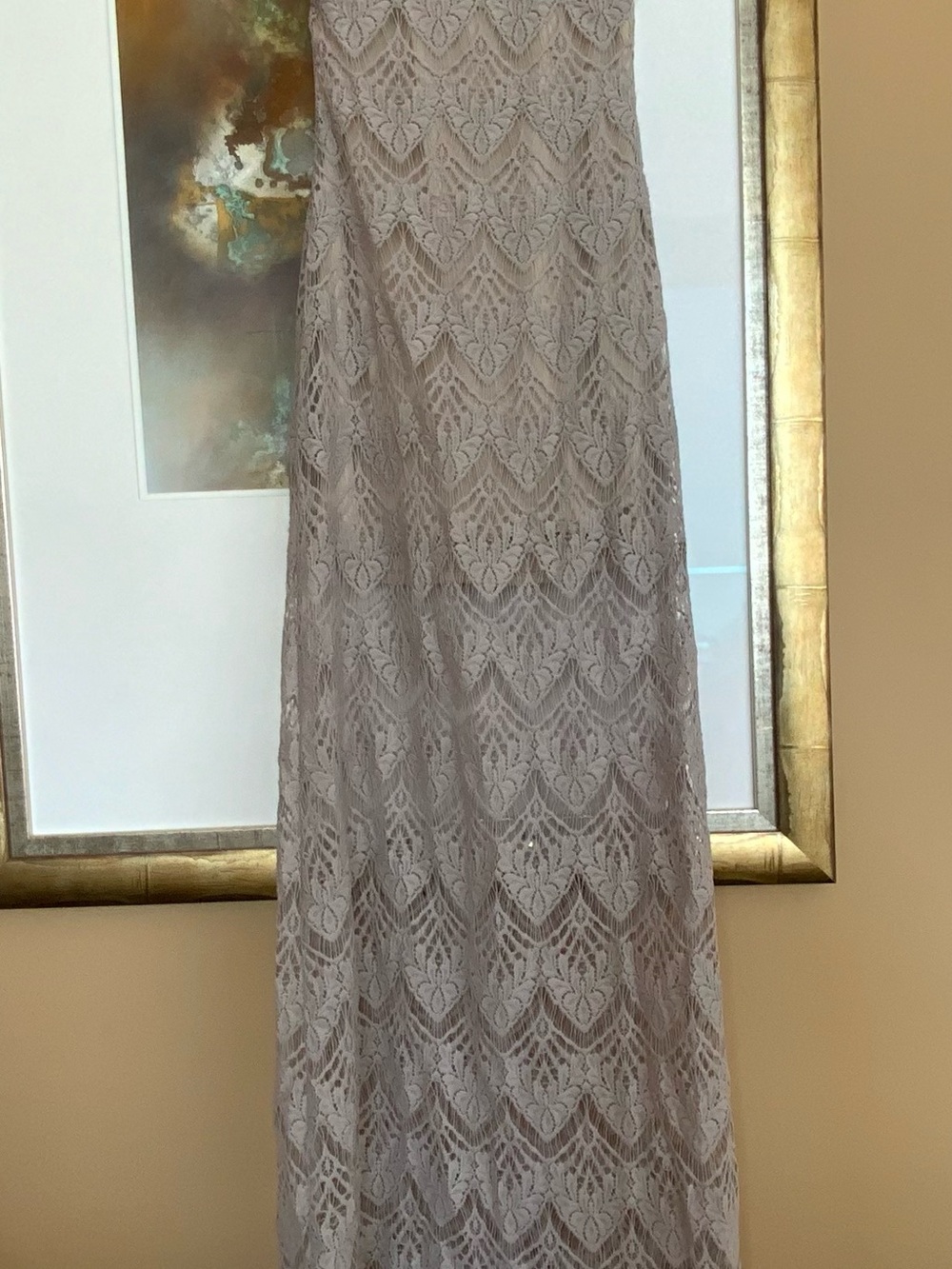 Sky Beige Lace Maxi Dress - Picture 8 of 9